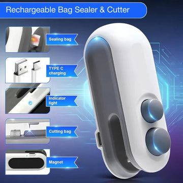 2-in-1 Mini Bag Sealer – USB Rechargeable & Long Lasting Battery - Ventrokahome